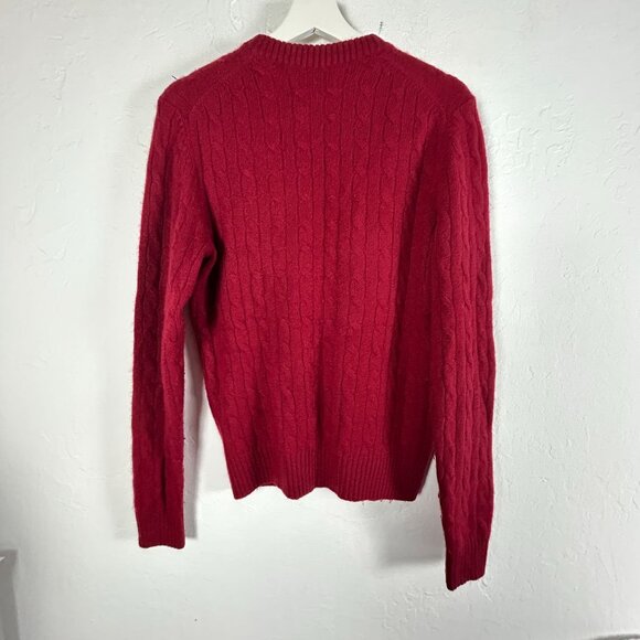 Allen Solly Womens Red Cable Knit Sweater Small 100% 2 Ply Cashmere Crew Neck - Picture 2 of 8